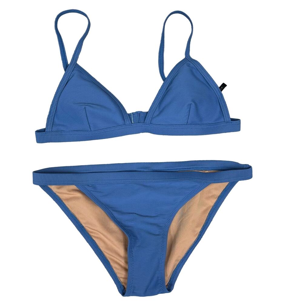 NWT J. Crew Periwinkle Blue Re-imagined Triangle Bikini Top Bottom Set Small